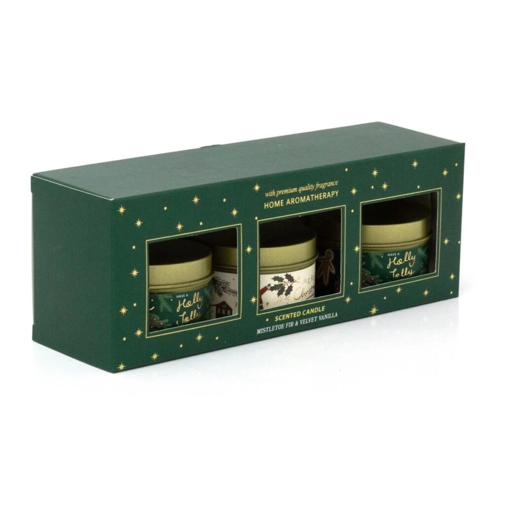 Mistletoe & Fir Christmas Scented Candles Pack of 3 Tins 5024418553212 2